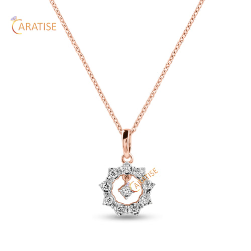 0.16 TDW Round Cut Diamond Custom Pendant With Chain 925 Silver