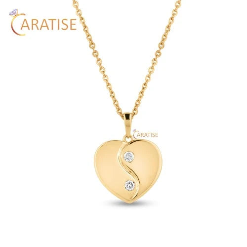 0.09 TDW Round Brilliant Cut Diamond Heart Pendant With Chain 925 Silver