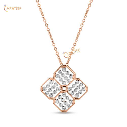 0.49 TDW Round Cut Diamond Custom Pendant With Chain 925 Silver