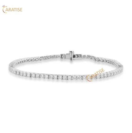 1.80 TDW Round Cut Diamond Tennis Bracelet 925 Silver