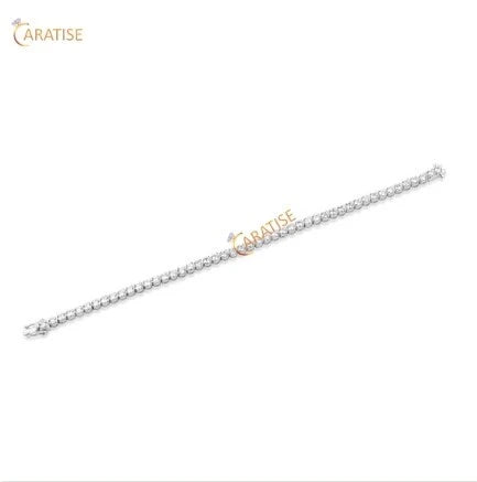 2.915 TDW Round Cut Diamond Tennis Bracelet 925 Silver