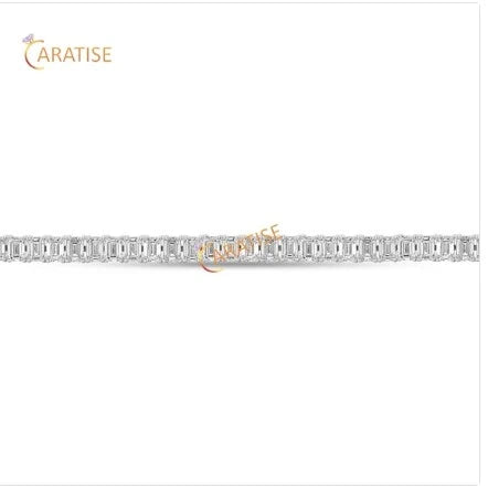 4.06 TDW Emerald Cut Diamond Bracelet Tennis Bracelet 925 Silver