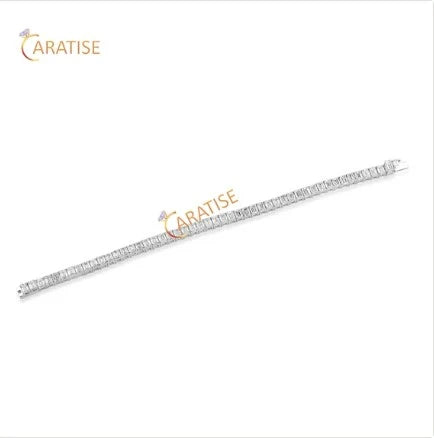 4.06 TDW Emerald Cut Diamond Bracelet Tennis Bracelet 925 Silver