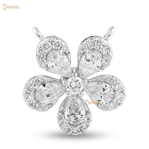 0.70 TDW Round & Pear Cut Diamond Custom Pendant 925 Silver