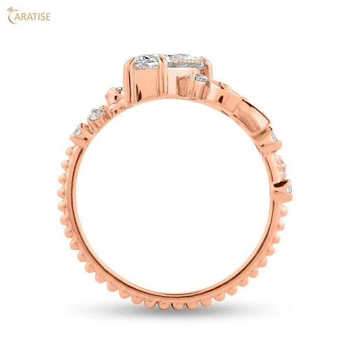 0.996 TDW Marquise & Round Cut Diamond Engagement Ring 925 Silver