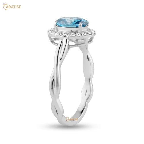 1.07 TDW F.B.Oval & Round Cut Halo Diamond 925 Silver