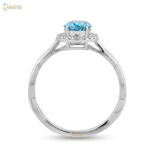 1.07 TDW F.B.Oval & Round Cut Halo Diamond 925 Silver