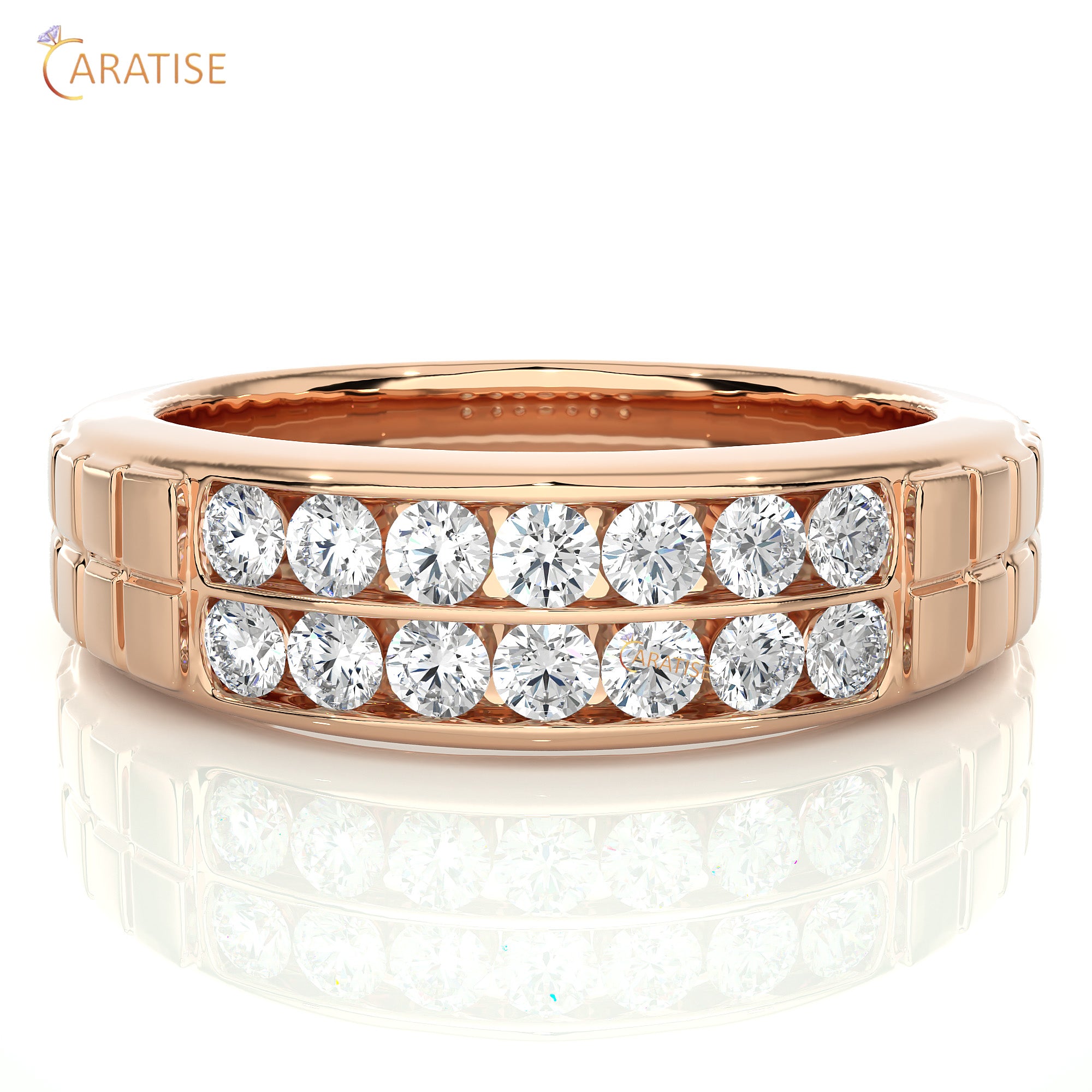 0.82 TDW Round Cut Mossiante Diamond Women's Band Ring