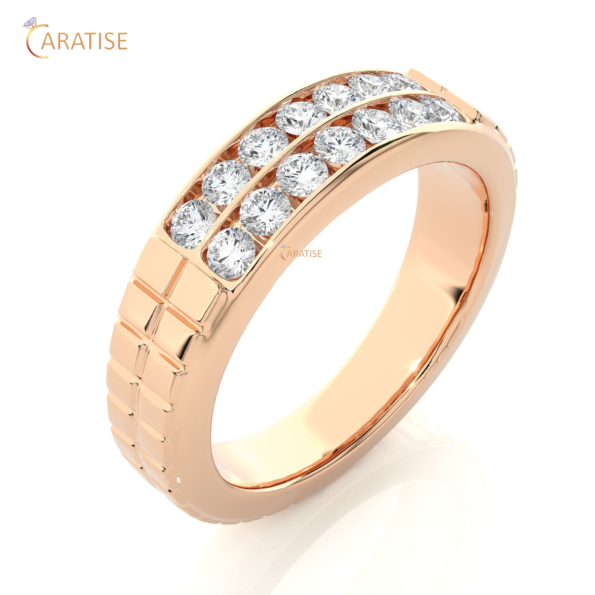 0.82 TDW Round Cut Mossiante Diamond Women's Band Ring