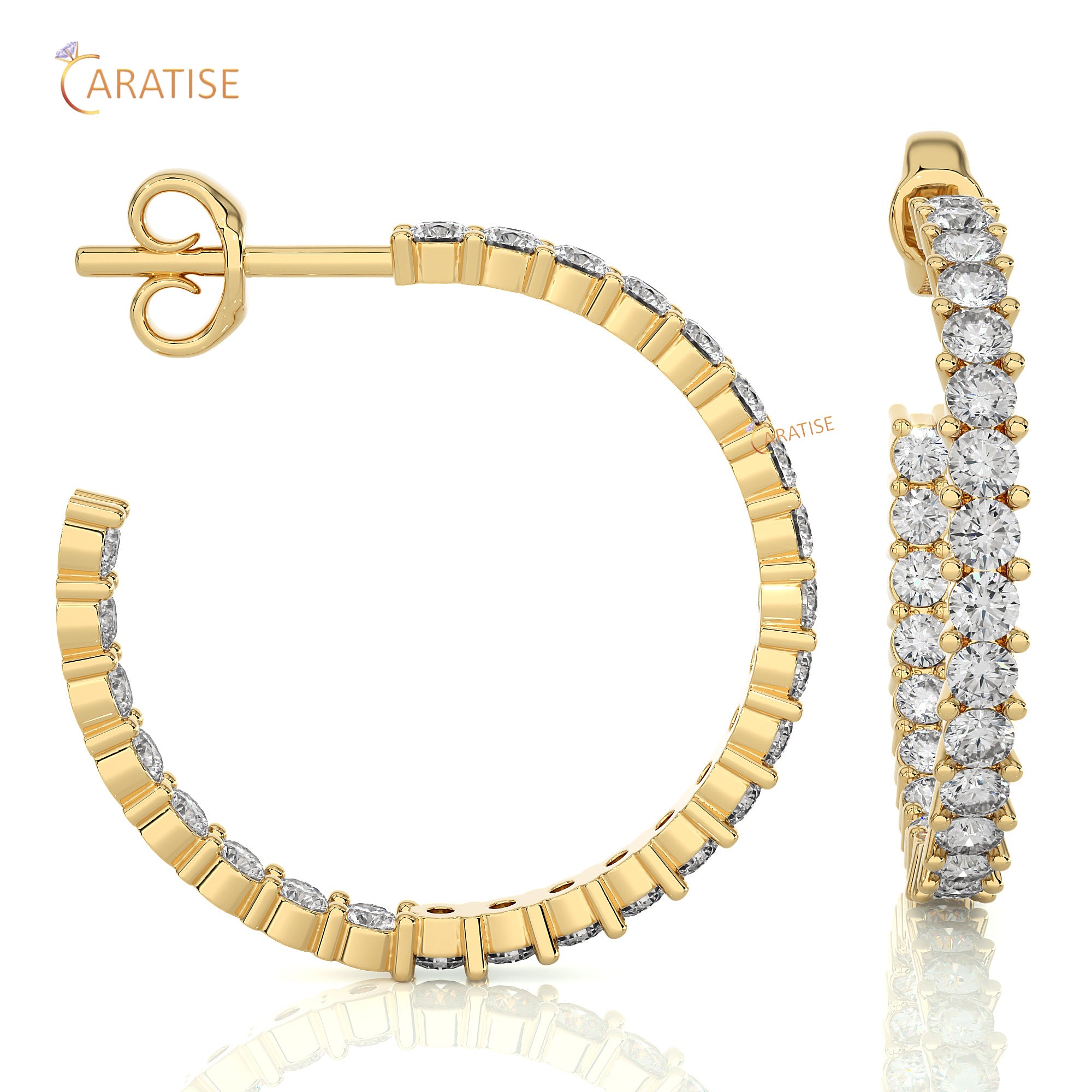 0.92 TDW Round Cut Moissanite Diamond Hoop Earring 925 Silver