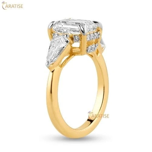 2.28 TDW Emerald, Kite & Round Cut Diamond 925 Silver