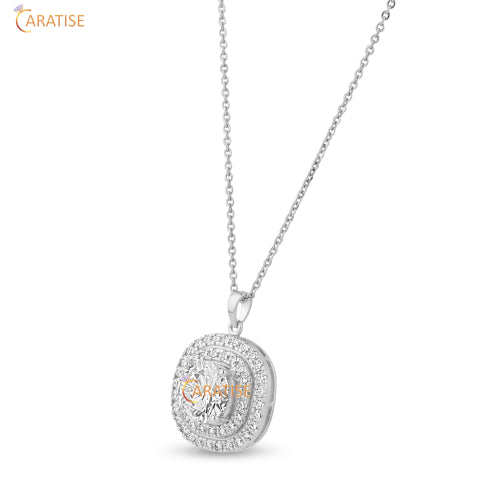 8.17 TDW Round Cut Diamond Pendant and Earring 925 Silver