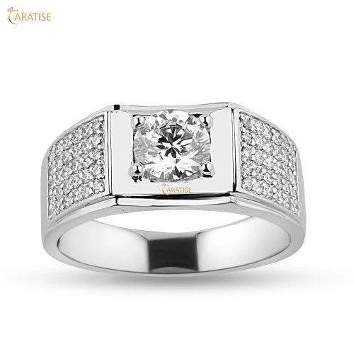 1.37 TDW Round Cut Diamond Engagement Ring 925 Silver