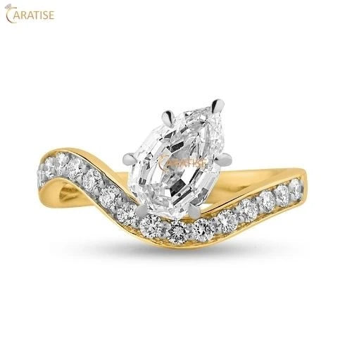 1.56 TDW Pear & Round Cut Diamond | 925 Silver | Promise Diamond Ring | Complete Your Love Story