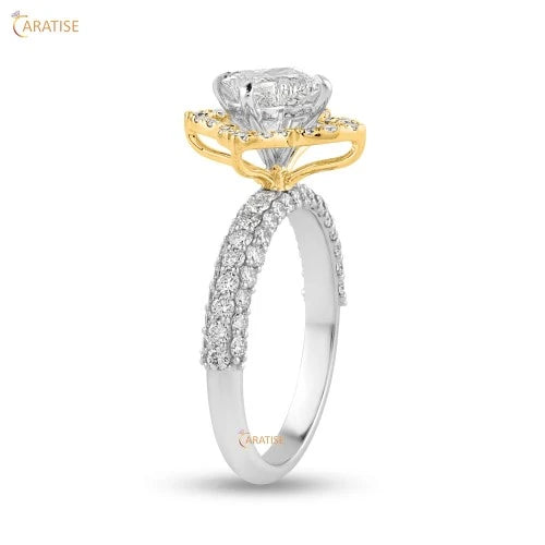 1.98 TDW Cushion & Round Cut Diamond Engagement Ring 925 Silver