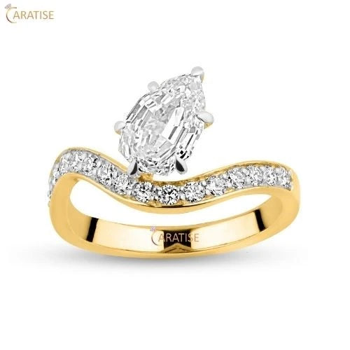 1.56 TDW Pear & Round Cut Diamond | 925 Silver | Promise Diamond Ring | Complete Your Love Story