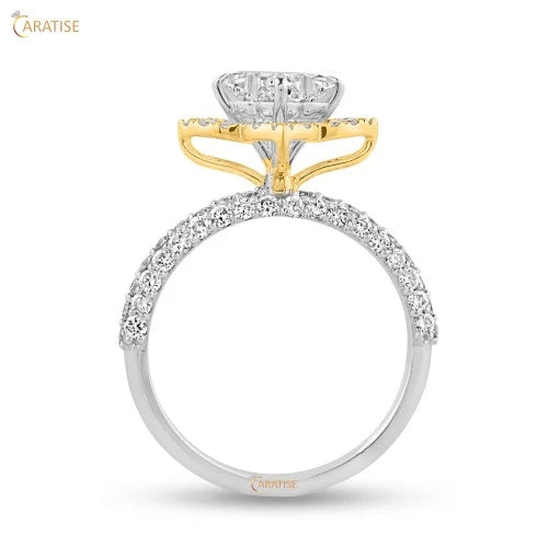 1.98 TDW Cushion & Round Cut Diamond Engagement Ring 925 Silver