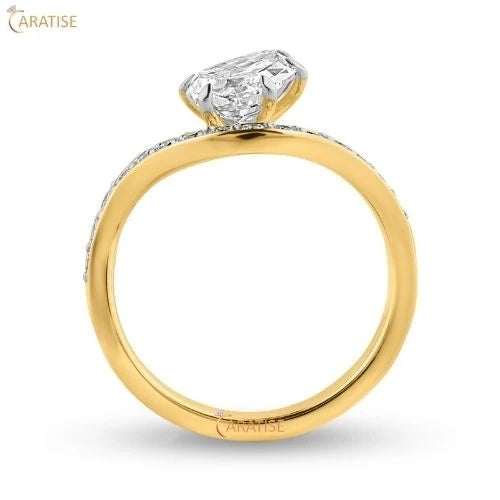 1.56 TDW Pear & Round Cut Diamond | 925 Silver | Promise Diamond Ring | Complete Your Love Story