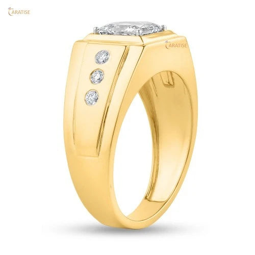 2.09 TDW Princess & Round Cut Diamond Men's Ring 925 Silver