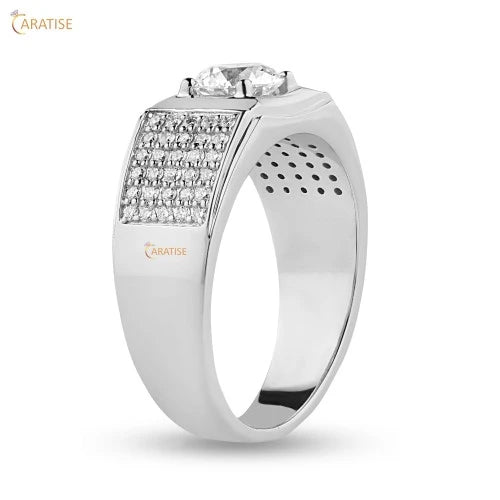 1.37 TDW Round Cut Diamond Engagement Ring 925 Silver