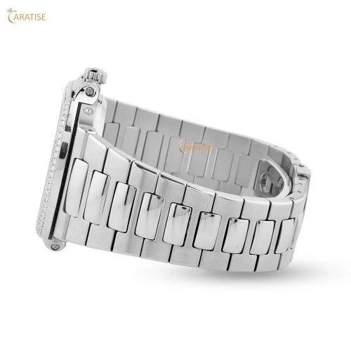 3.90 TDW Round Cut Diamond Watch | Stainless Steel | Anniversary Gift For Him | Ethical Moissanite Diamond Watch | EF-VS Color