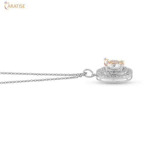 8.17 TDW Round Cut Diamond Pendant and Earring 925 Silver