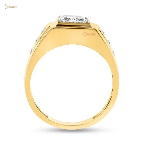 2.09 TDW Princess & Round Cut Diamond Men's Ring 925 Silver