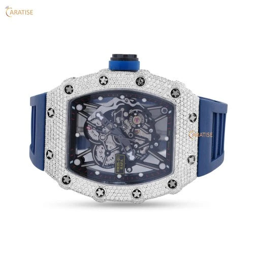 12.15 TDW Round Cut Diamond Watch | Moissanite Diamond Watch | Engagement Watch For Him | Luxury Wrist Watch