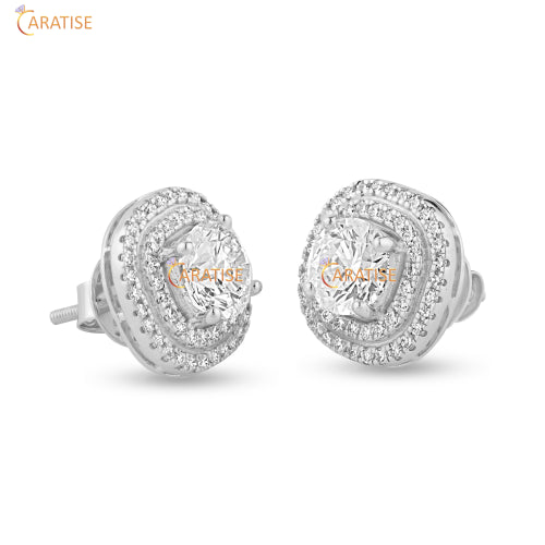 8.17 TDW Round Cut Diamond Pendant and Earring 925 Silver