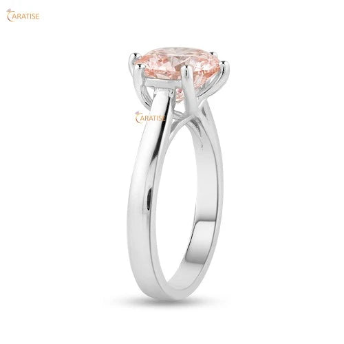 1.90 TDW P.Round Diamond Soliatire Ring 925 Silver