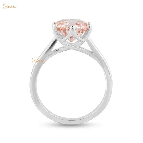 1.90 TDW P.Round Diamond Soliatire Ring 925 Silver