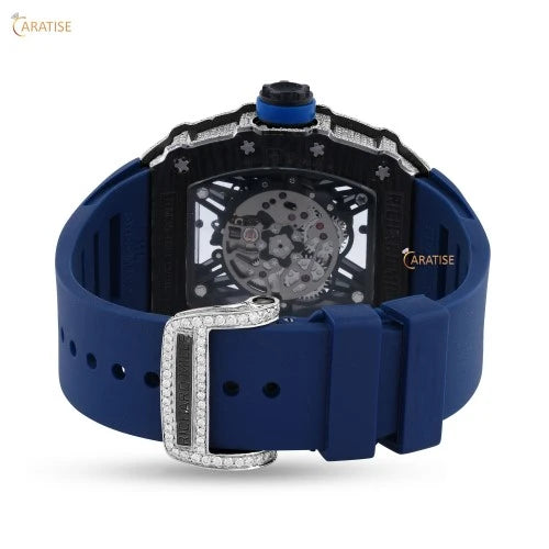 12.15 TDW Round Cut Diamond Watch | Moissanite Diamond Watch | Engagement Watch For Him | Luxury Wrist Watch