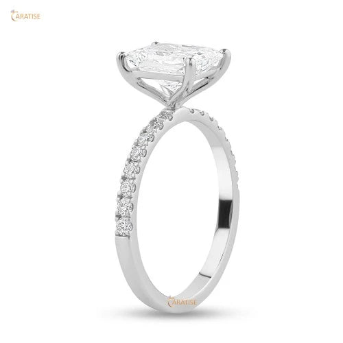 2.81 TDW Radiant & Round Cut Diamond Engagement Ring 925 Silver