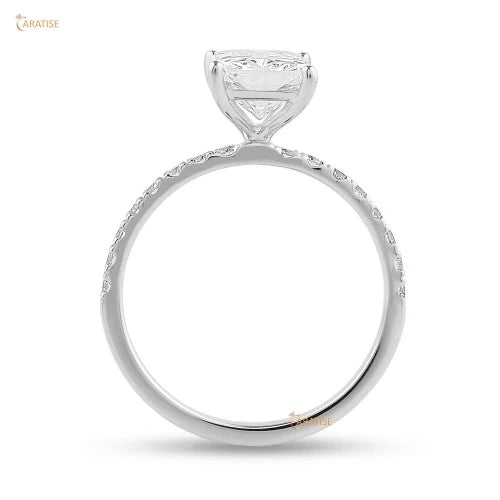 2.81 TDW Radiant & Round Cut Diamond Engagement Ring 925 Silver