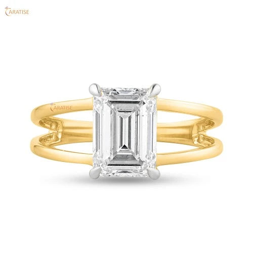 3.00 TDW Emerald Diamond Ring Solitaire 925 Silver