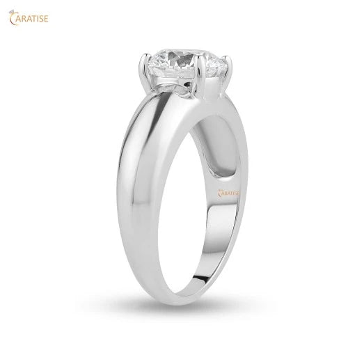 1.62 TDW Round Cut Diamond Solitaire Ring 925 Silver