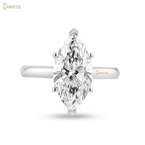 3.08 TDW Marquise Cut Moissanite Diamond Solitaire Ring 925 Silver