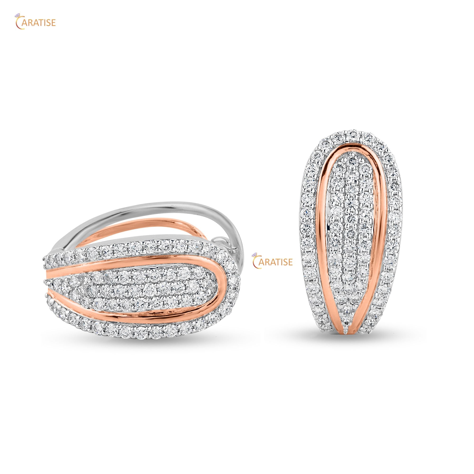 0.72 TDW Round Cut Diamond Earring 925 Silver