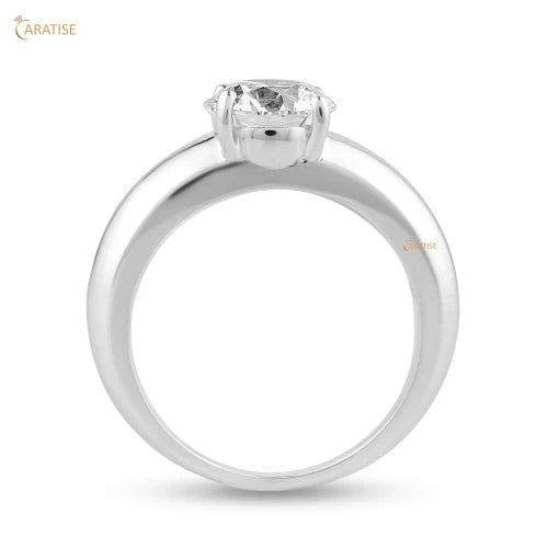 1.62 TDW Round Cut Diamond Solitaire Ring 925 Silver