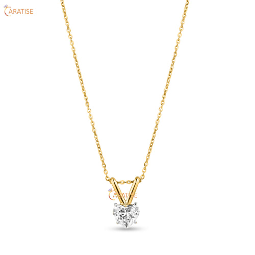 1.00 TDW Heart Cut Diamond Pendant With Chain 925 Silver