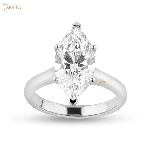 3.08 TDW Marquise Cut Moissanite Diamond Solitaire Ring 925 Silver