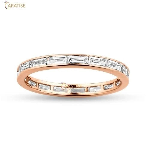 1.36 TDW Baguette Cut Diamond Eternity Band Ring 925 Silver