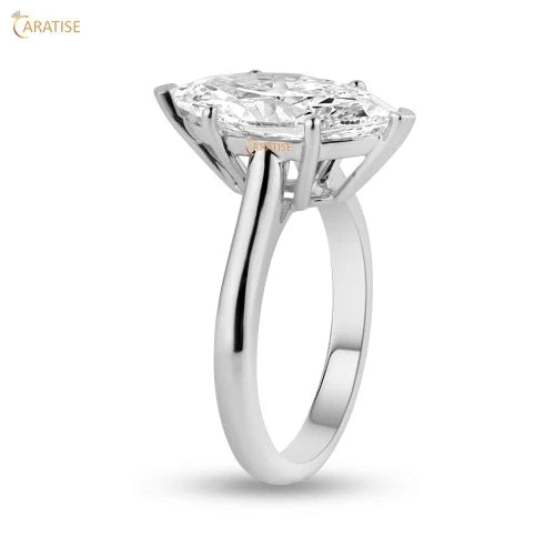 3.08 TDW Marquise Cut Moissanite Diamond Solitaire Ring 925 Silver