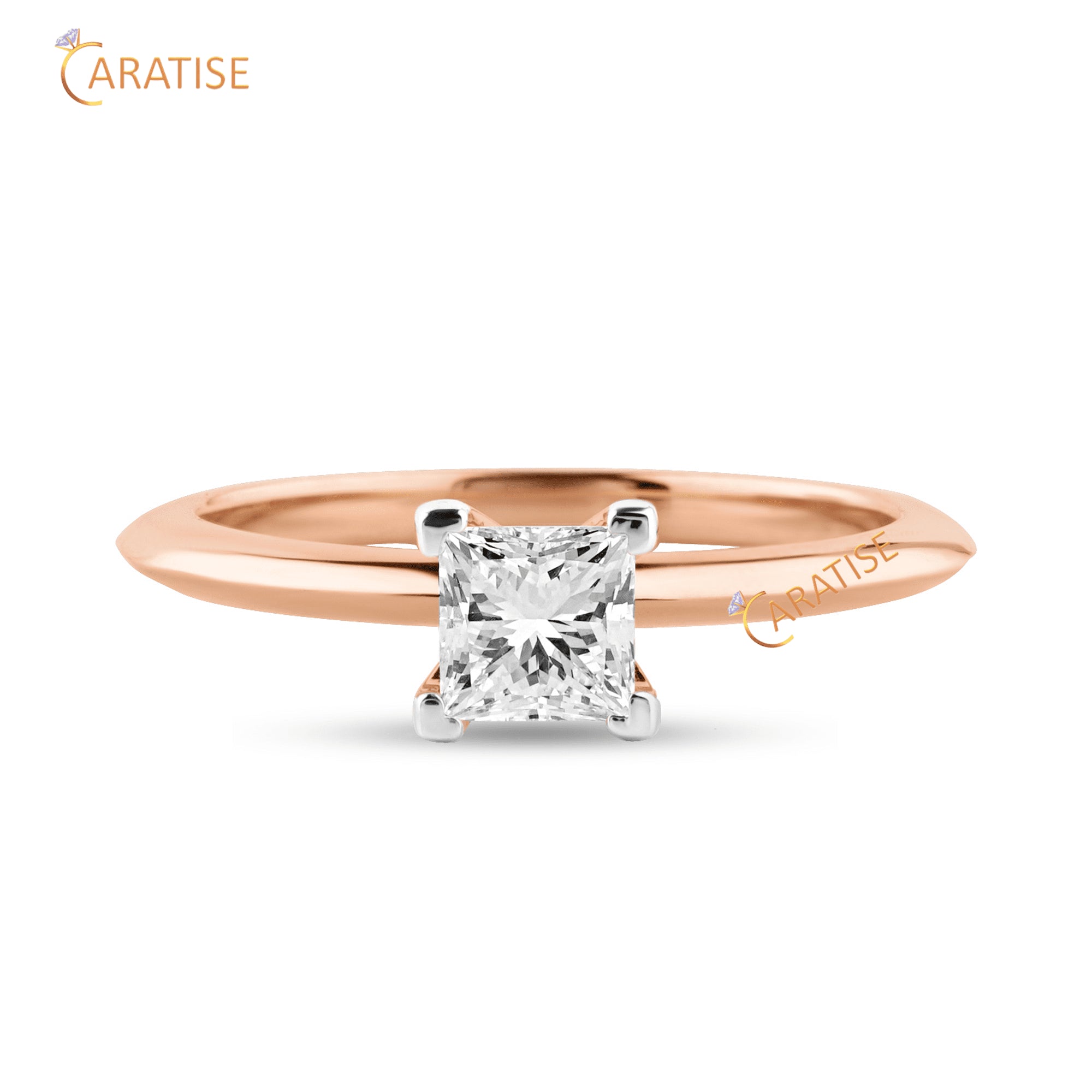 0.75 TDW Princess Cut Diamond Solitaire Ring 925 Silver