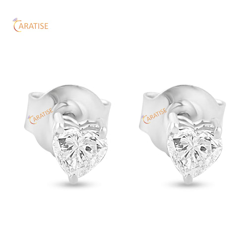 1.00 TDW Heart Cut Diamond Stud 925 Silver