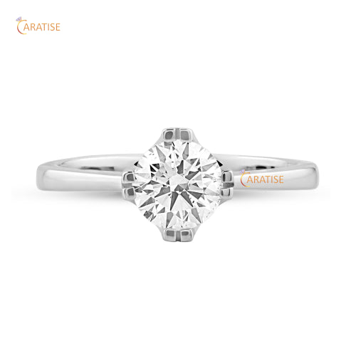 0.92 TDW Round Cut Moissanite Diamond Solitaire Ring 925 Silver