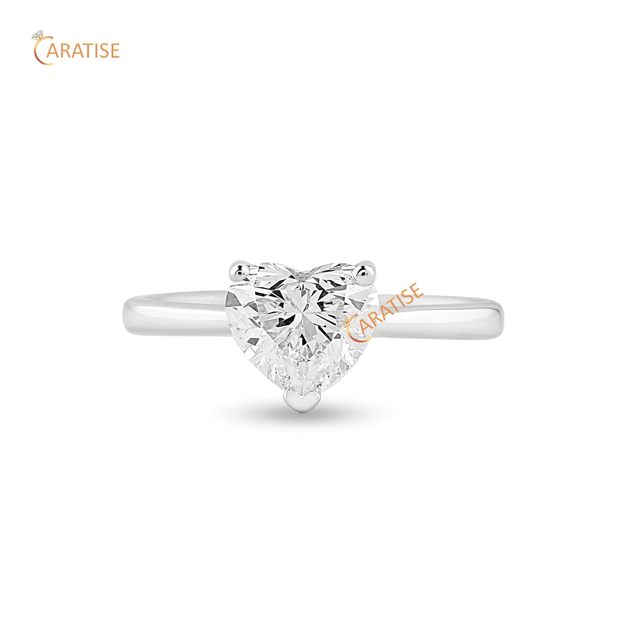 1.70 TDW Heart Cut Diamond Solitaire Ring 925 Silver