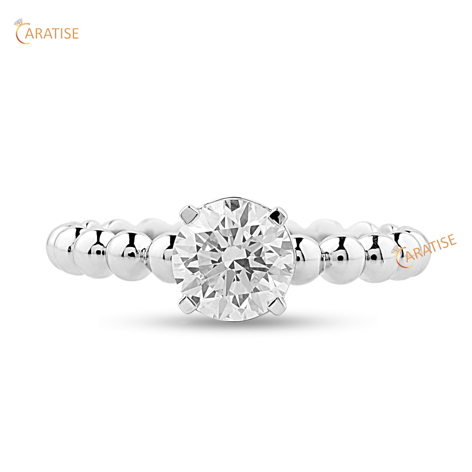 0.98 TDW Round Cut Diamond Solitaire Ring 925 Silver