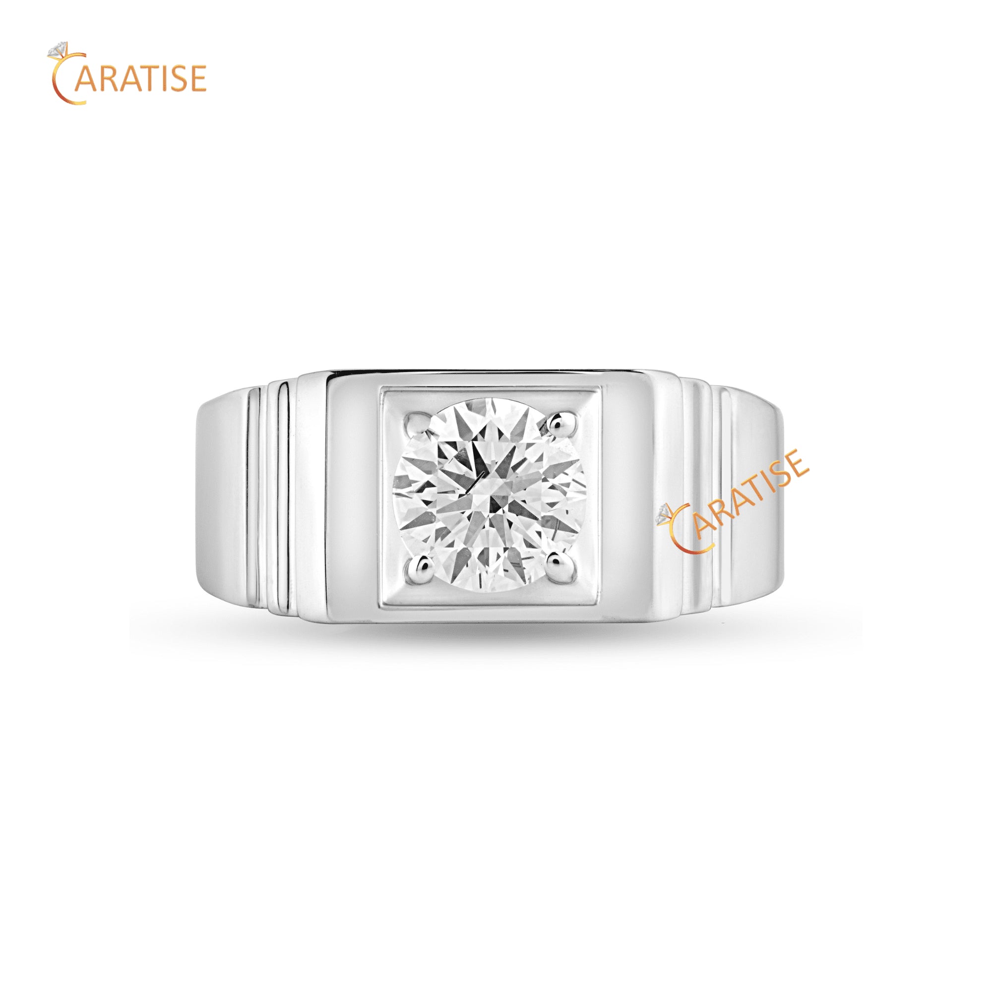 1.24 TDW Round Cut Men's Diamond Solitaire Ring 925 Silver