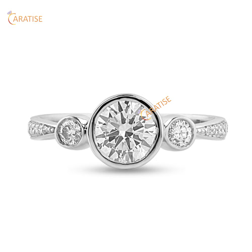 1.20 TDW Round Cut Moissanite Diamond Engagement Ring 925 Silver